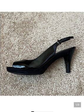Nine West Patent Peep Toe Platform Slingbacks